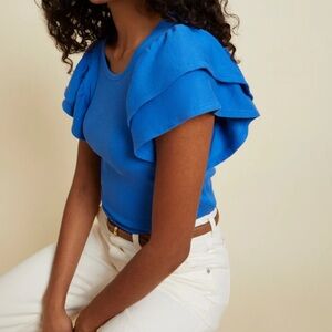 Nation LTD Irina Ruffle Sleeve Tee  XS